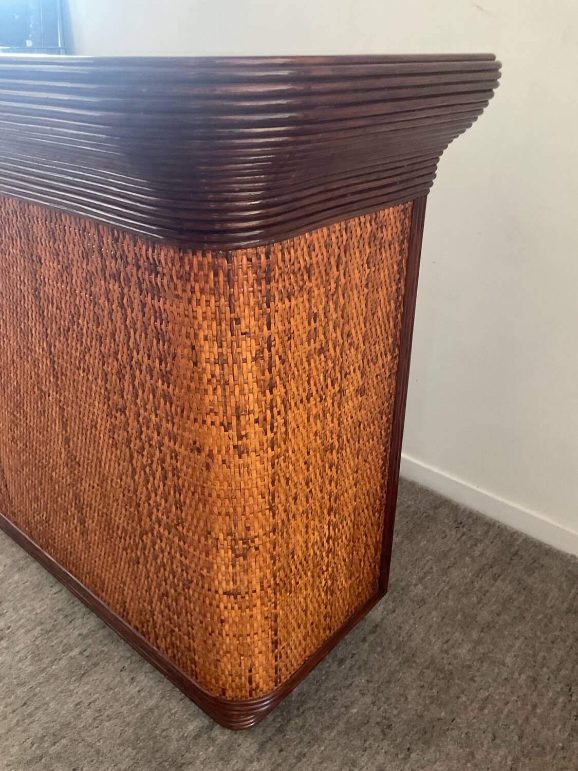 Vintage wooden and rattan counter bar