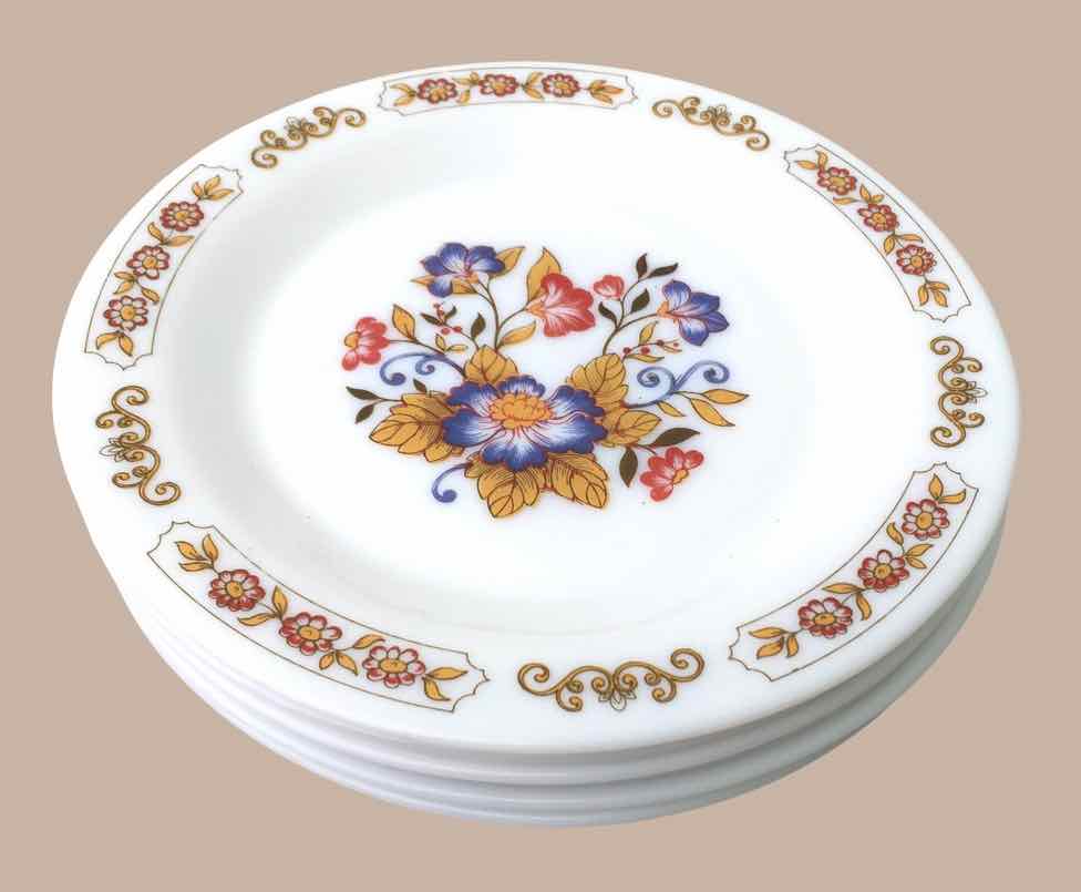 6 floral dessert plates 1970