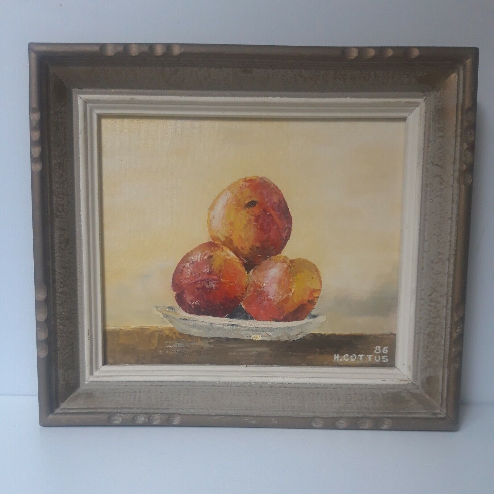 Signed still life with fruit framed painting