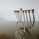 9-candle candle holder, designer, in gold and silver metal, 1970s