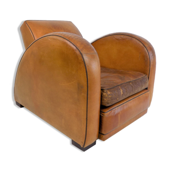 Art Deco Streamline leather armchair