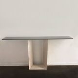 80s travertine glass console