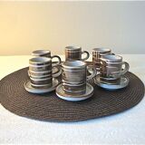 6 coffee cups and sandstone subcups