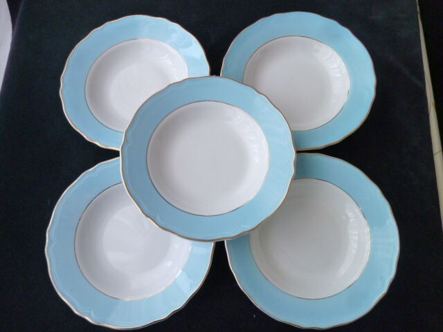 Set of 5 hollow faience plates FB 12 Badonviller