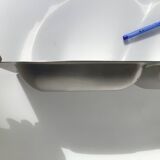 Double hollow brushed stainless steel dish