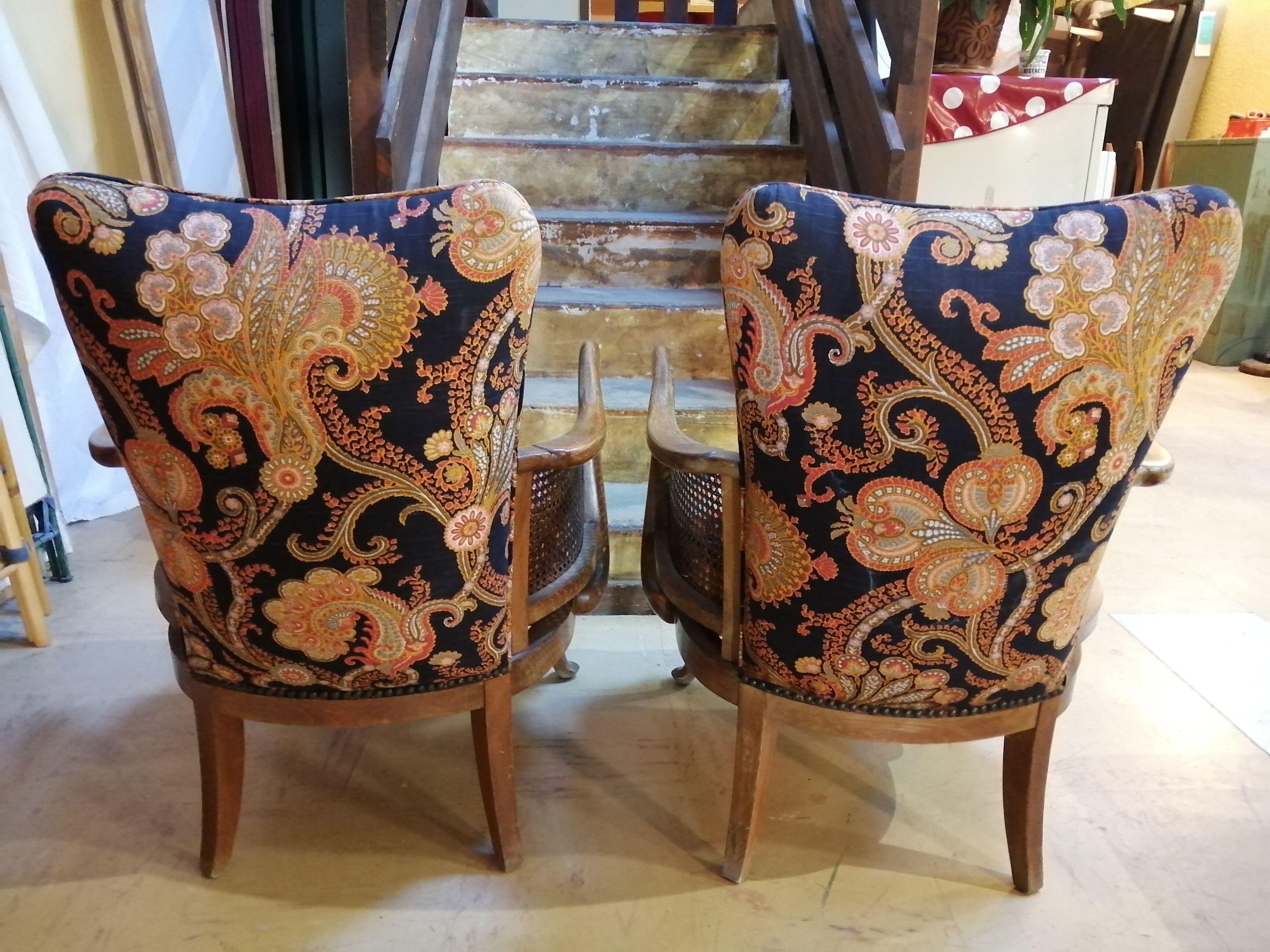 Duo of English armchairs Chippendale style