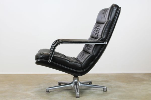 Black leather F141 armchair by Geoffrey Harcourt for Artifort, 1970s