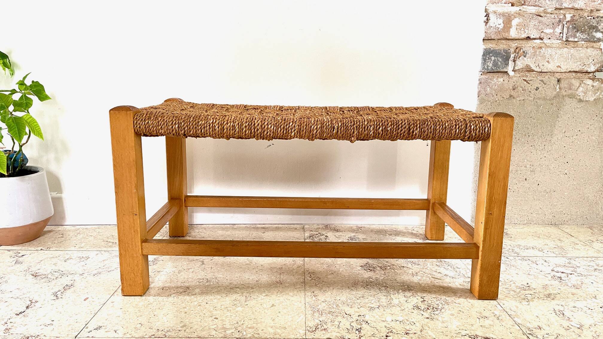 Stool bench wood and rope vintage bohemian spirit