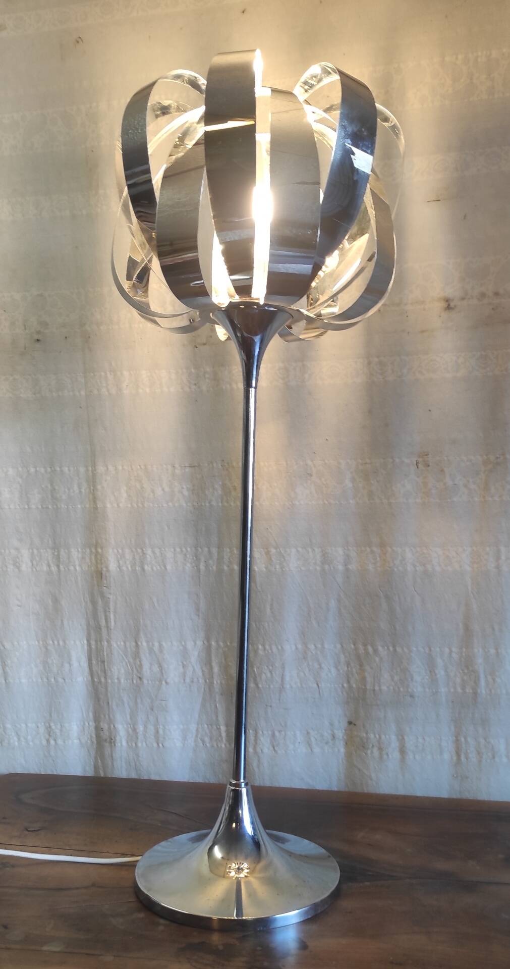 XL table lamp in chrome metal by Seylumiere - 70s/80s