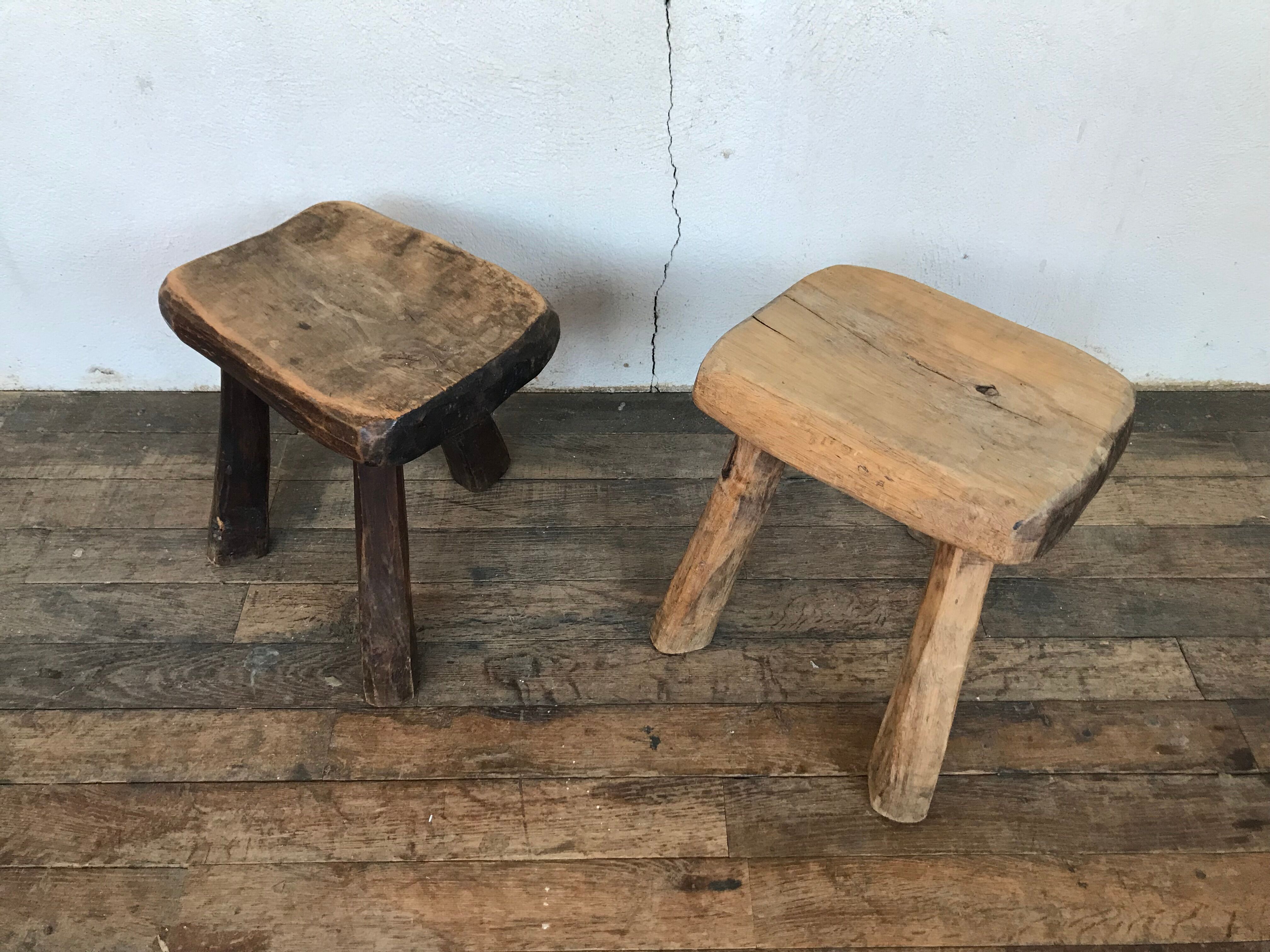 Pair of stools brutalist tripod gross desgin