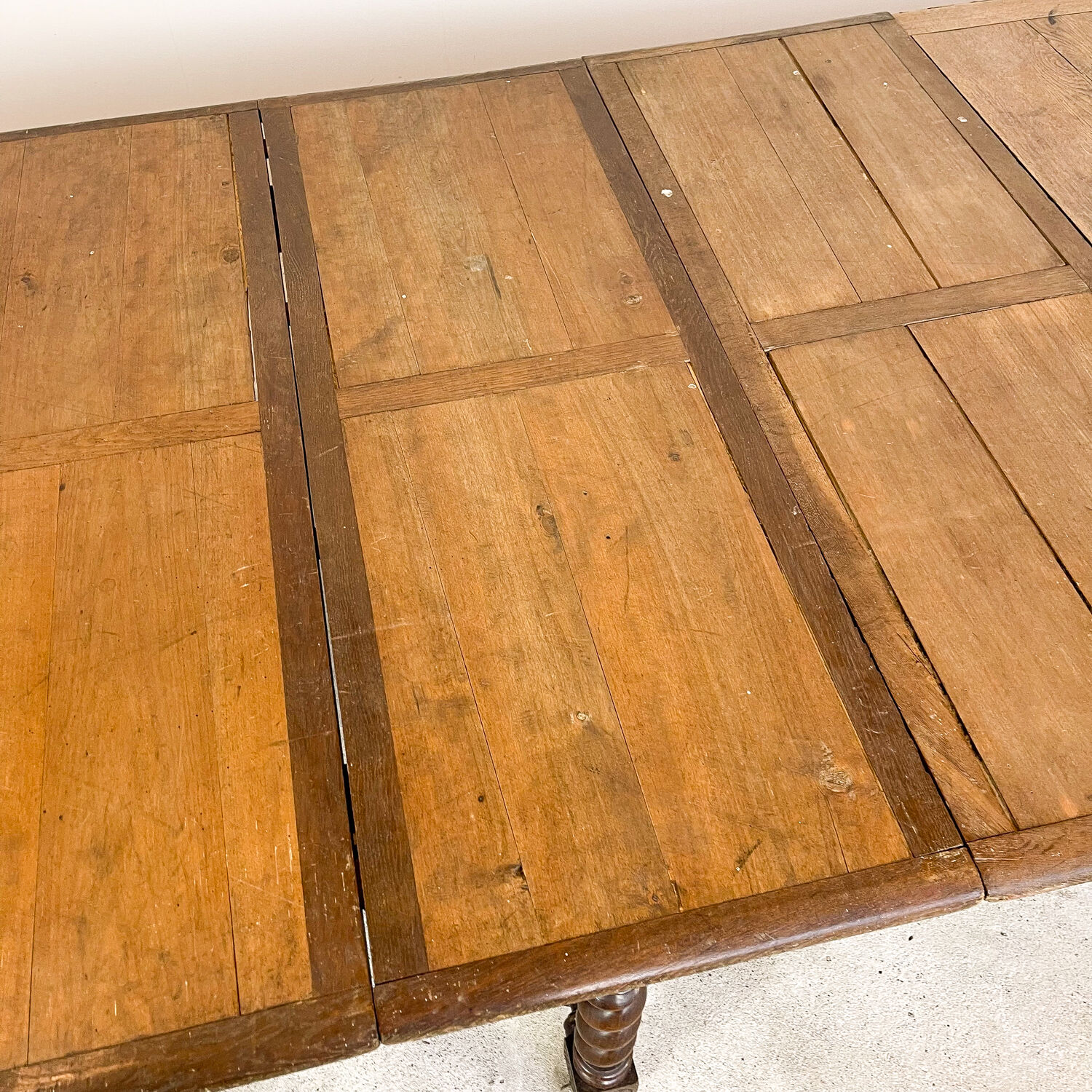 French antique extendable table 350cm Louis XIII barley twist