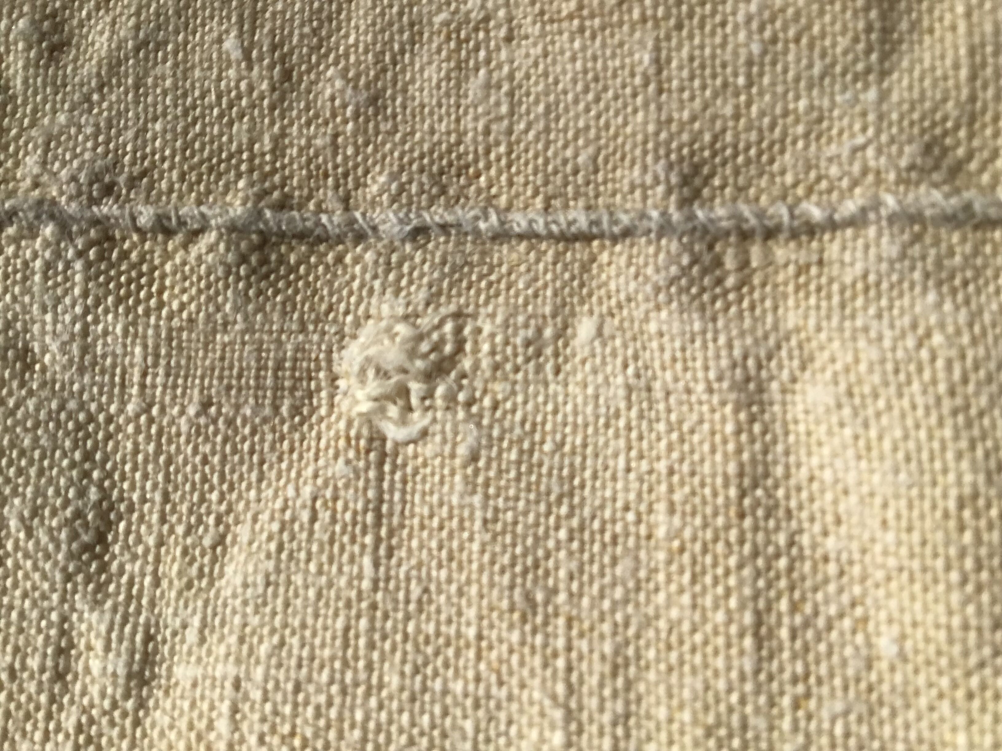 Hemp sheet embroidered MR very old seam central days crossed