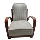 Hungarian Art Deco Lounge chair with curved, bentwood walnut armrests, 1930s