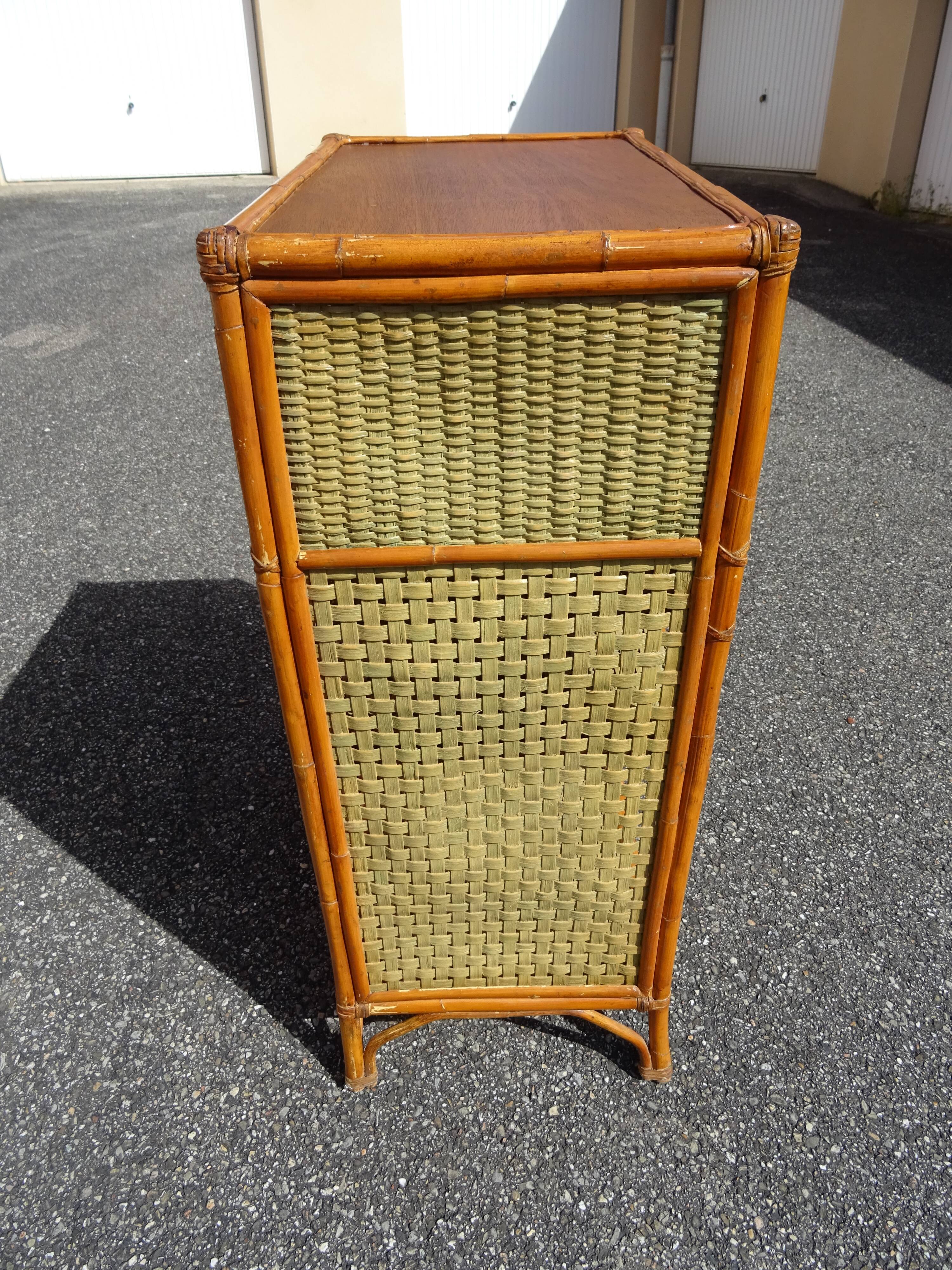 Vintage rattan bar cabinet from the 60s/70s