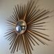 Golden Metal Sun Mirror with Convex Mirror by Chaty Vallauris. French Work