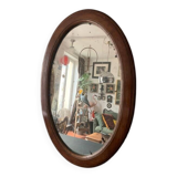 Large antique oval mahogany mirror, mercury glass, 19th century