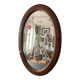 Large antique oval mahogany mirror, mercury glass, 19th century