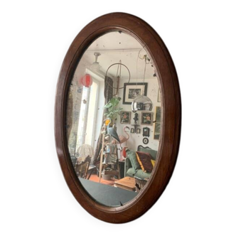 Miroir ovale en bois d'acajou et mercure, XIXe siècle