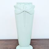 Christofle ceramic vase "Dragonflies" celadon