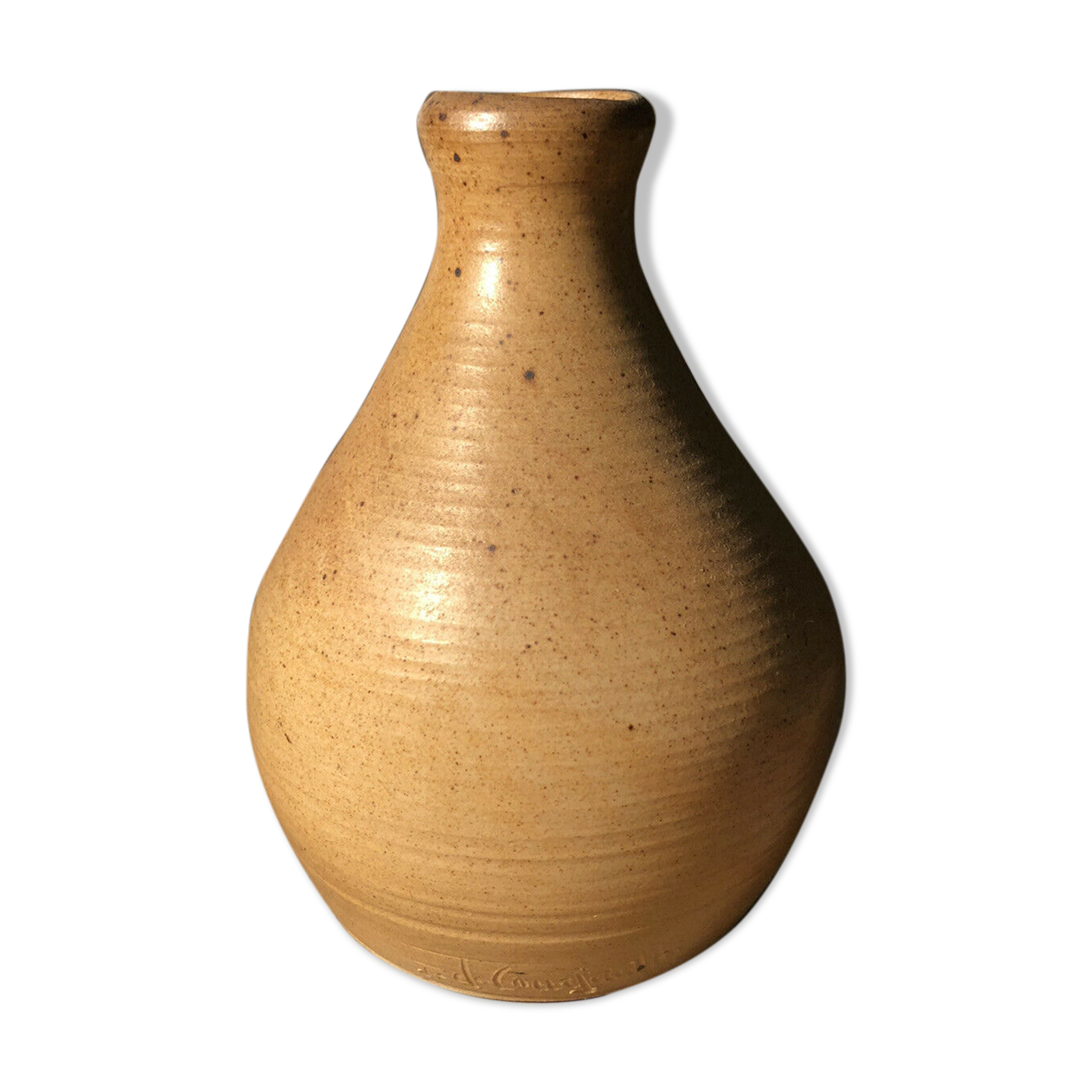 Soliflore vase in ceramic salt sandstone signed JC Courjault 70s