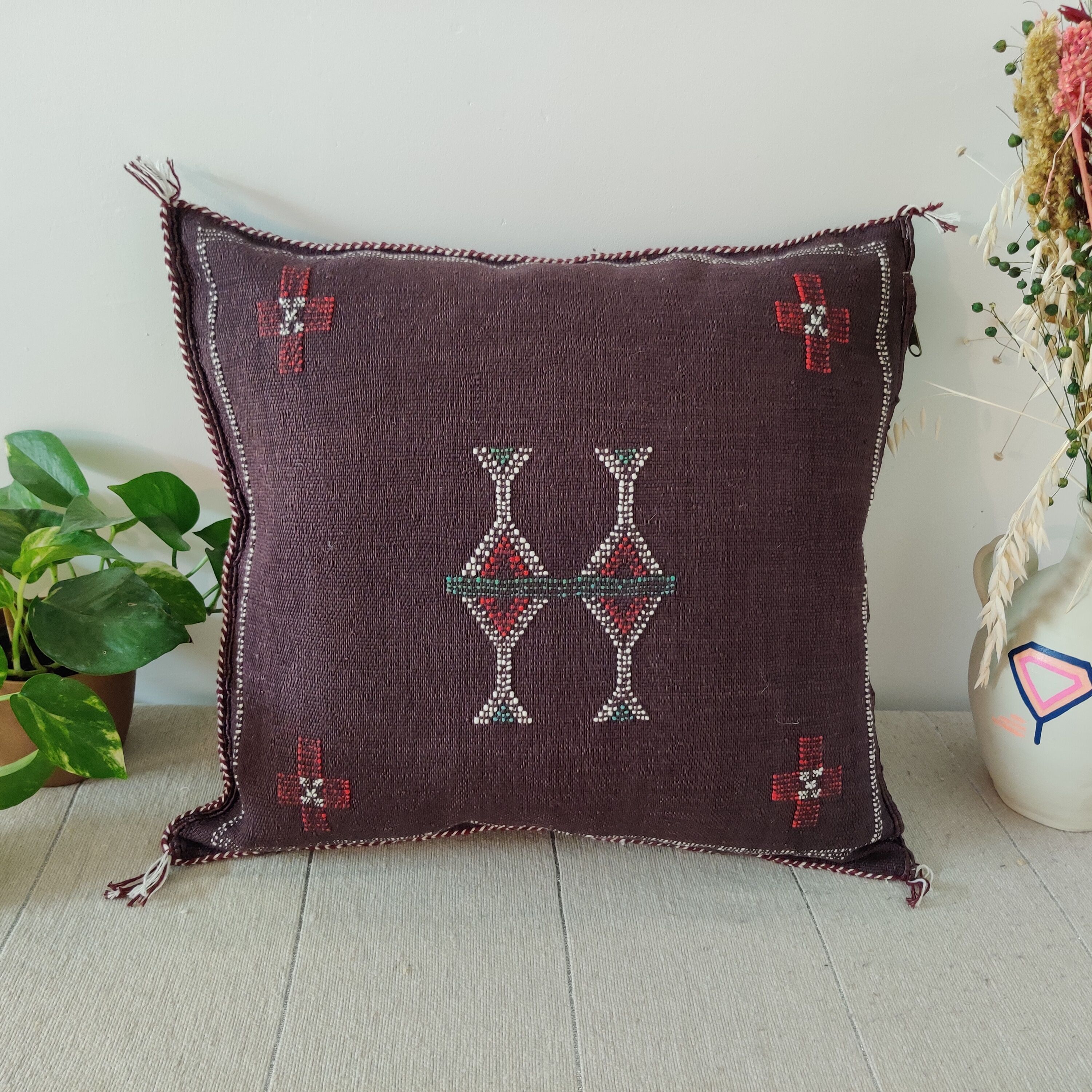 Moroccan Sabra Cushion in Cactus Silk  50x45cm