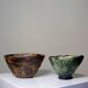 Pair of mismatched vintage "Wabi-Sabi" handcrafted ceramic/stoneware bowls