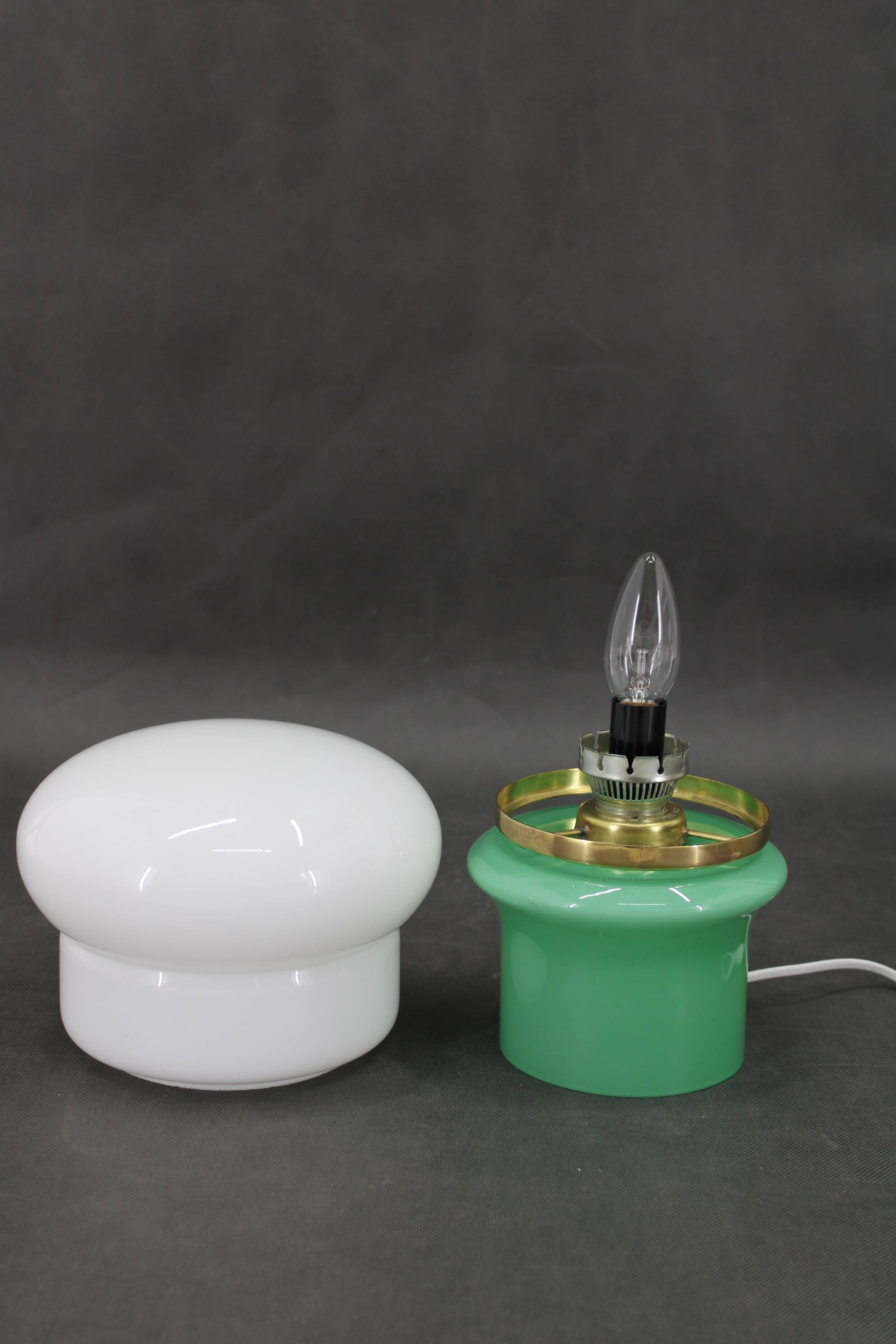 1960s Opaline Glass Table Lamp, Czechoslovakia