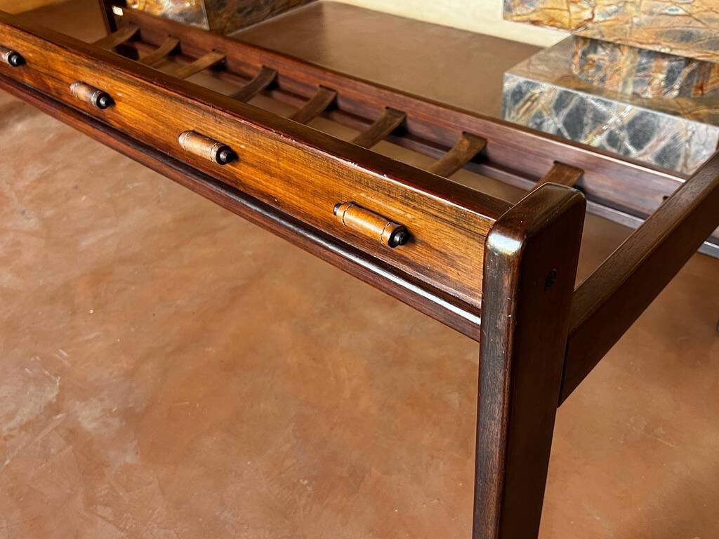 Brazilian jacaranda and leather sofa by Jean Gillon for Italma 1960