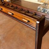 Canapéen jacaranda brésilien et cuir de Jean Gillon pour Italma 1960