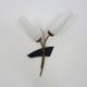 Vintage brass wheat strand wall light with glass tulip, 1960s