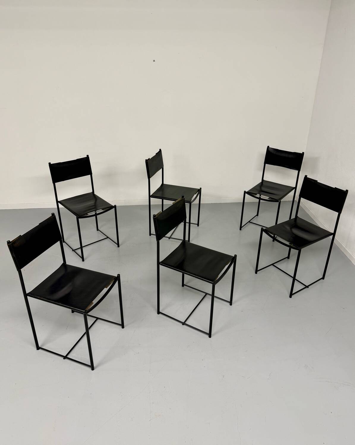 6 chaises en cuir « 101 » design italien Belotti Alias 1980 vintage