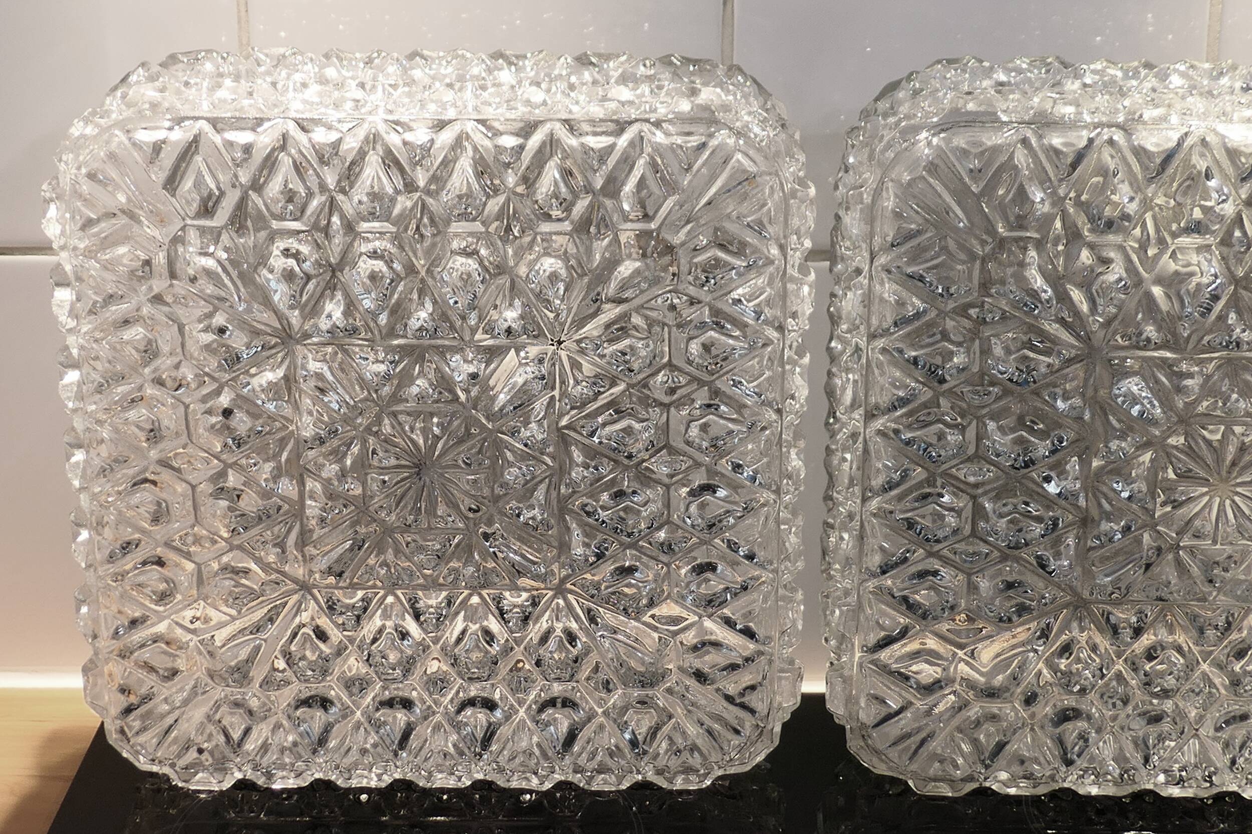 Pair of wall lights or ceiling lights Limburg Glashutte 1960s