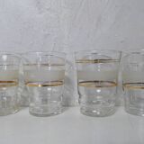 4 anciens verres granités blancs vintage