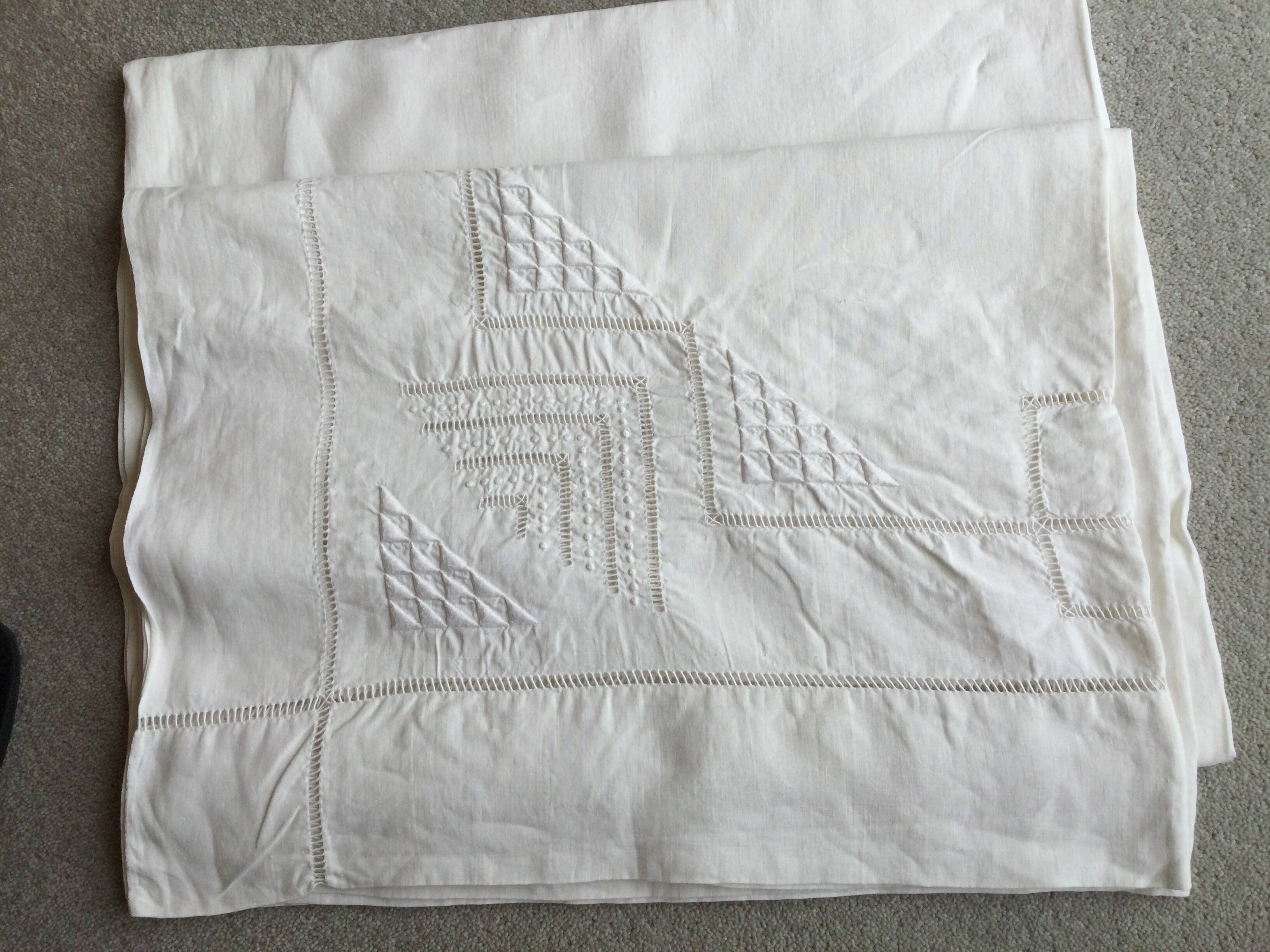 drap ancien en lin écru