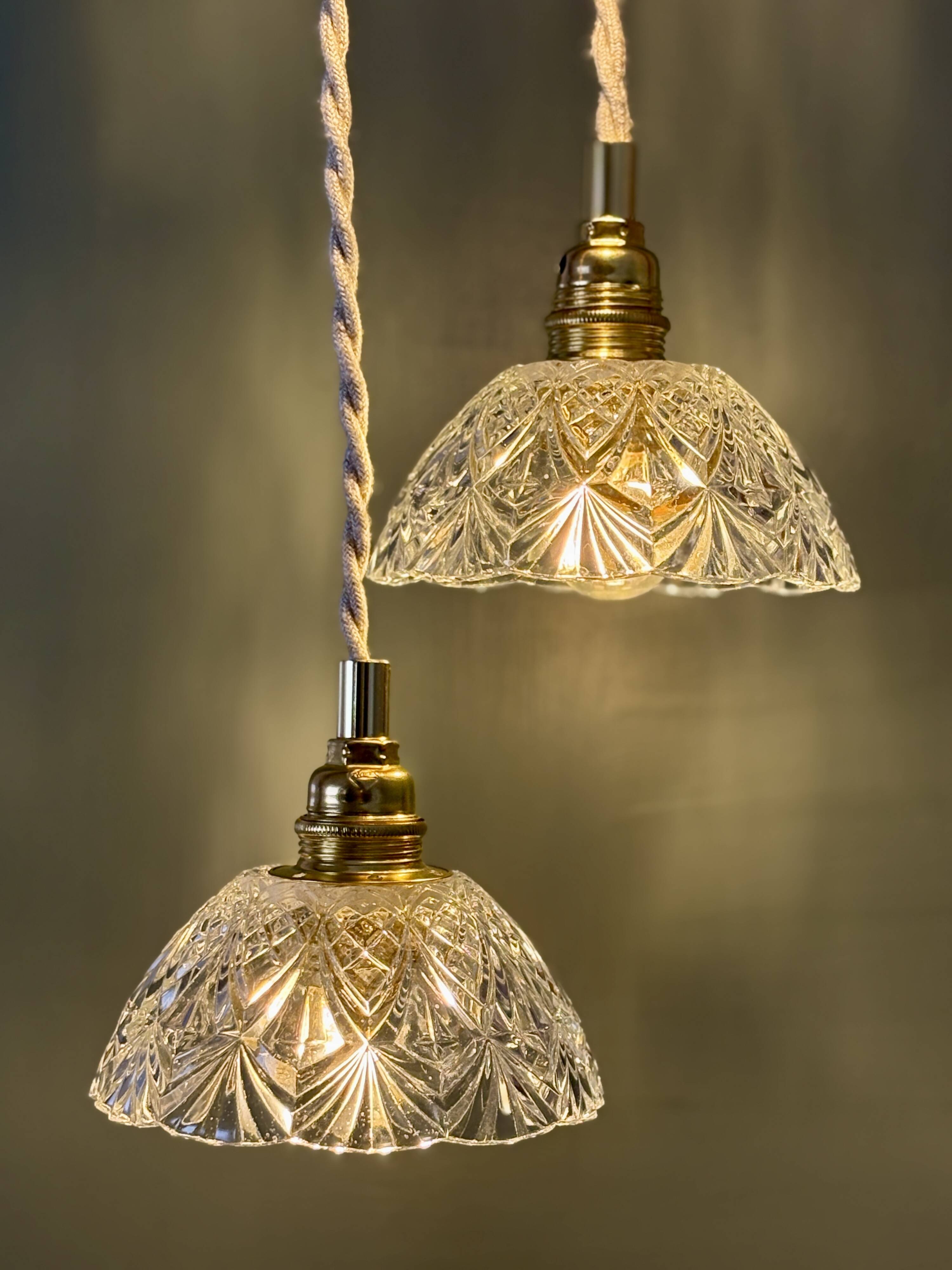 Vintage triple suspension lampshade in cut glass - tableware collection
