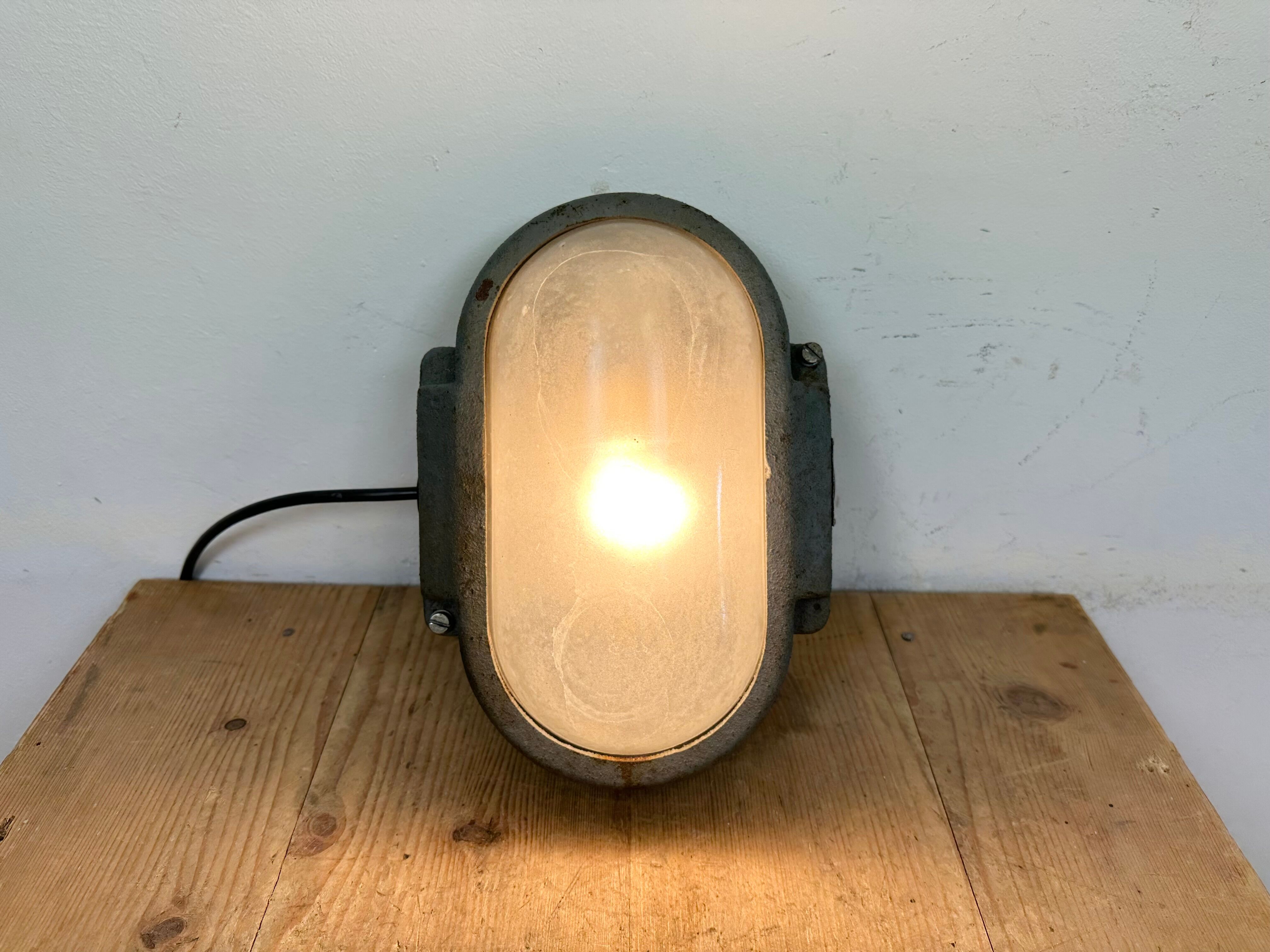 Grey Industrial Cast Iron Wall Light from Elektrosvit, 1960s