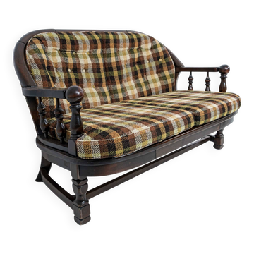 Mid-Century Modern Italian Walnut and Fabric Country Sofa by Pizzetti Roma