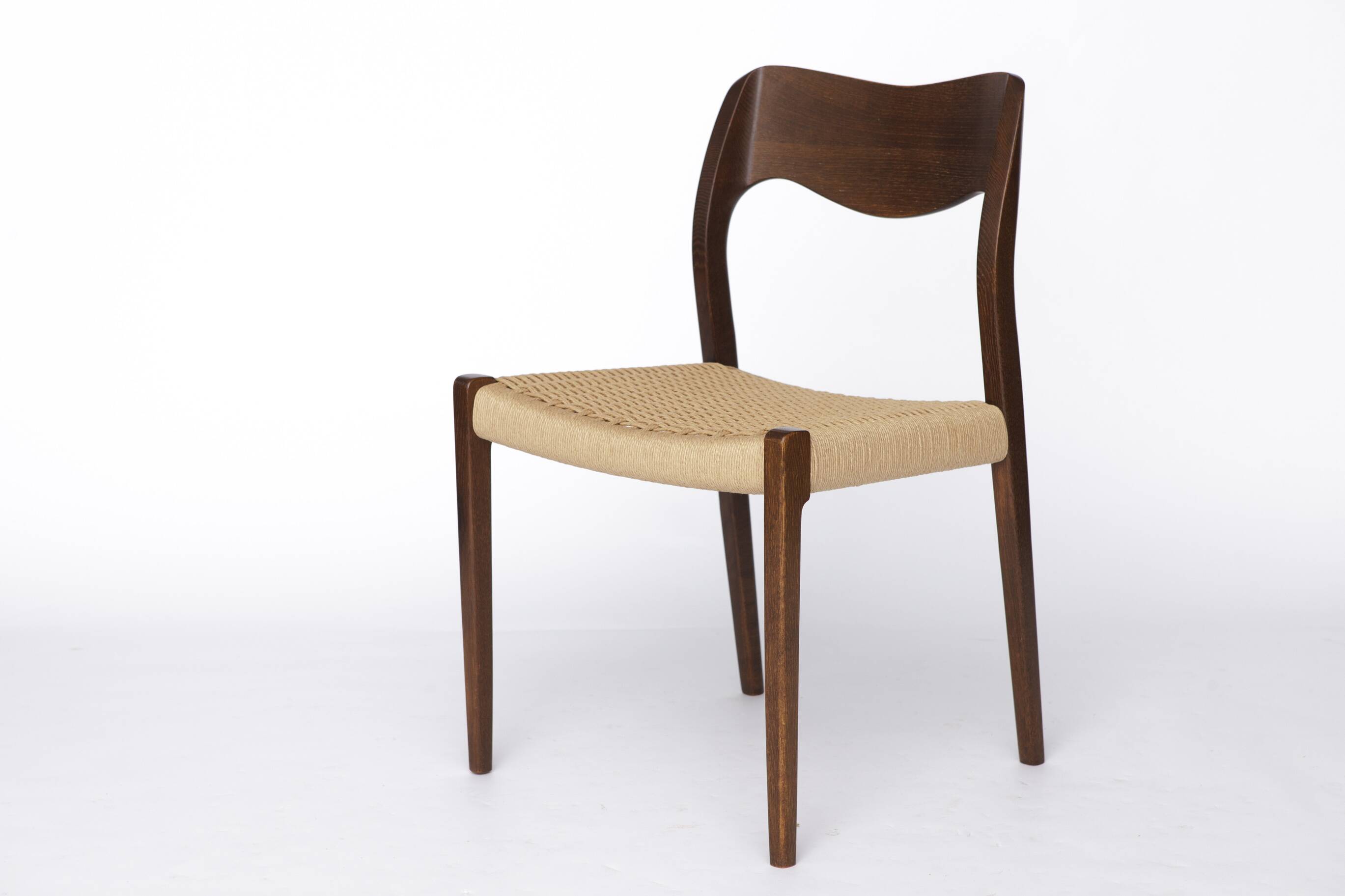 1 de 4 Chaise vintage Niels Otto Møller, Modèle 71, Chêne foncé, Corde danoise