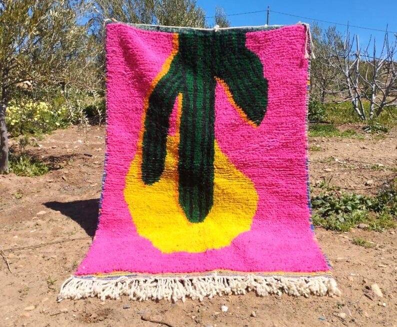 Handcrafted Beni Ouraine rug, size 100 x 200 cm