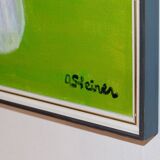 Oil painting on canvas "Bee" by Anita Steiner, Sweden mid 20th century