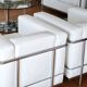 LC2 armchair Le Corbusier white leather reissue Cassina (4 armchairs available).