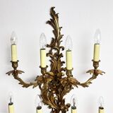 Louis XIV style brass wall lamp 9 arms