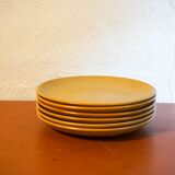 Vintage grès speckled  stoneware dinner plates * set of 6 * minimal mid-century tableware * 24.5 cm