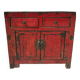 Buffet chinois ancien de style rustique, laqué rouge (1920-1950)
