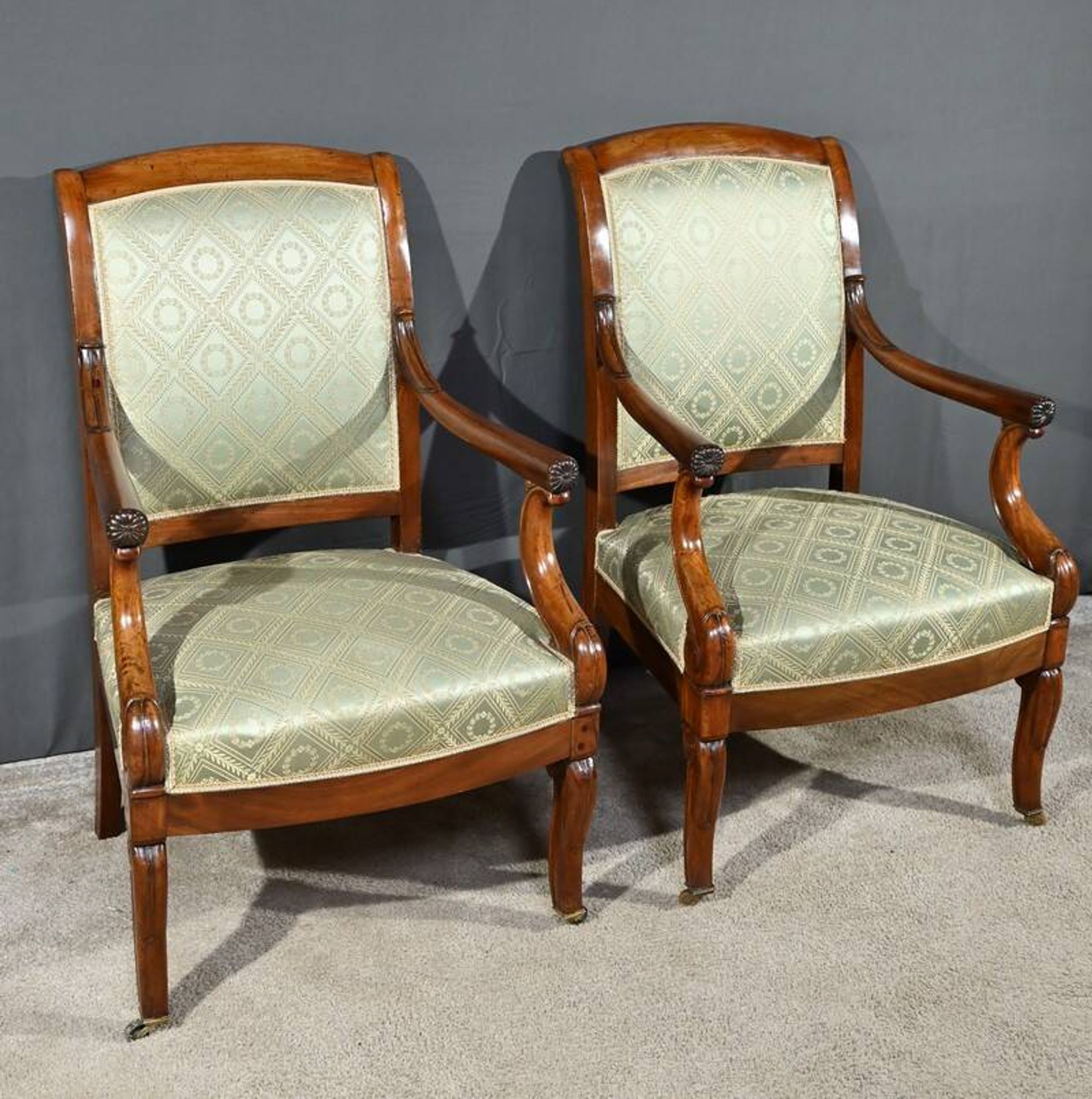 Pair of Crossed Armchairs in Mahogany, Restoration Period – Early 19th Century
