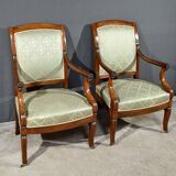 Paire de Fauteuils à Crosses en Acajou, époque Restauration – Début XIXe