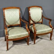 Pair of Crossed Armchairs in Mahogany, Restoration Period – Early 19th Century