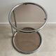 Vintage chrome Bauhaus side table with a smoked glass top, Eileen Gray / Milo Baughman style