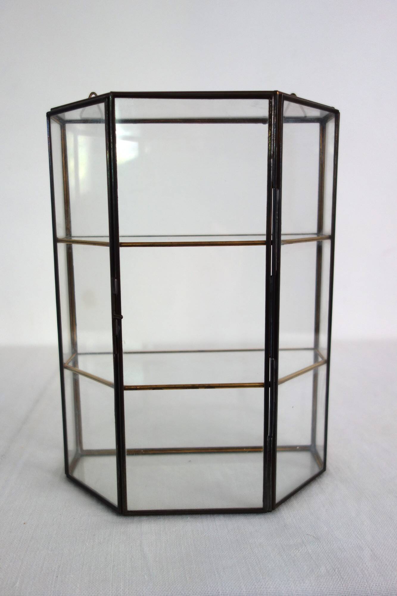 Vitrine Murale Vintage Verre Et Laiton