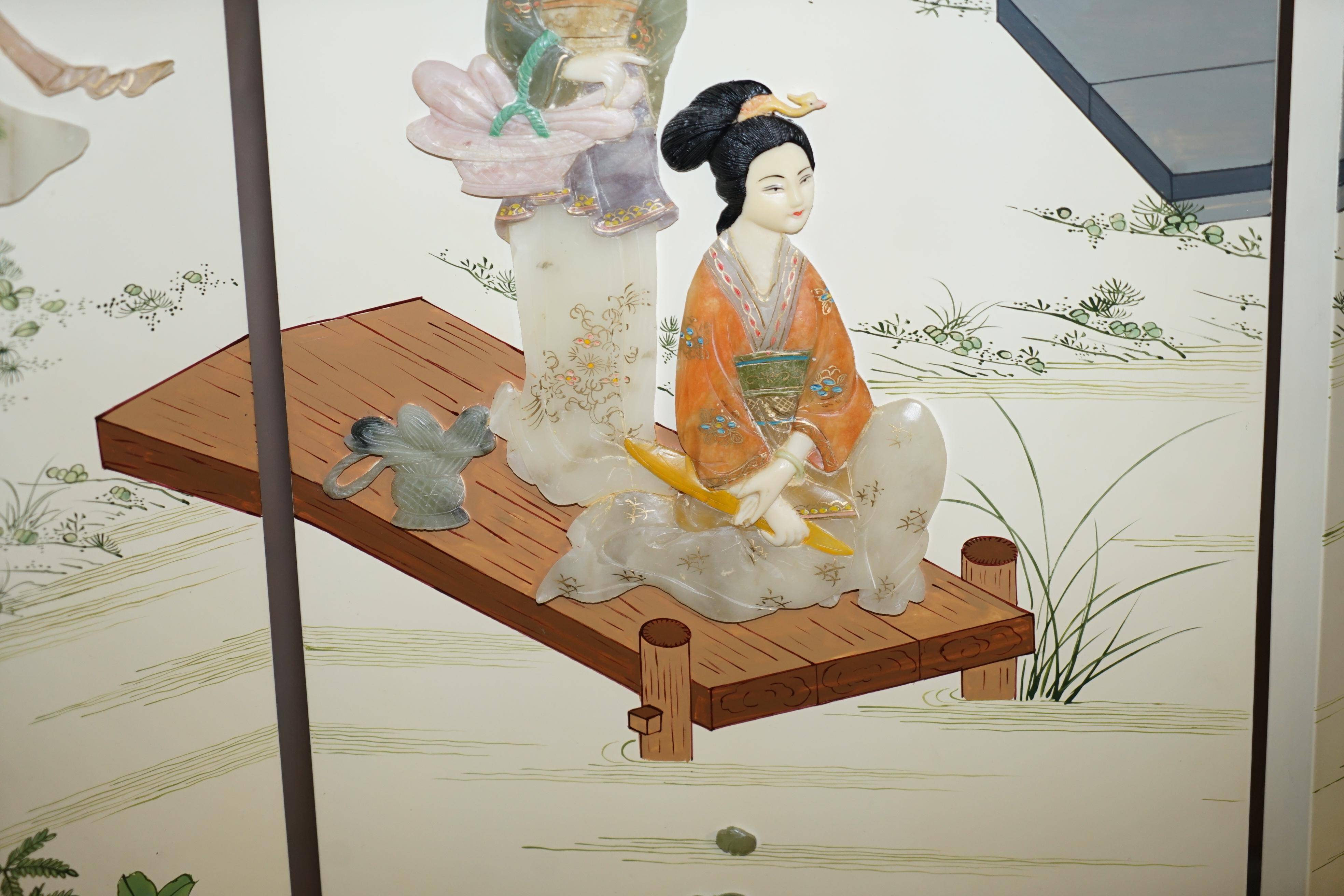 Vintage folding screen in hard stone